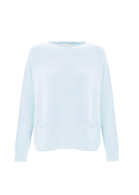 Amazing Woman Jodie Front Pocket Supersoft Knit Jumper In Pale Blue