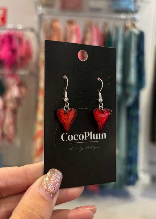 Red Heart Dangle Earrings