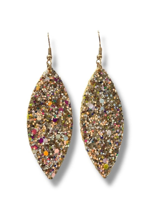 Gold Sparkle Leaf Earrings