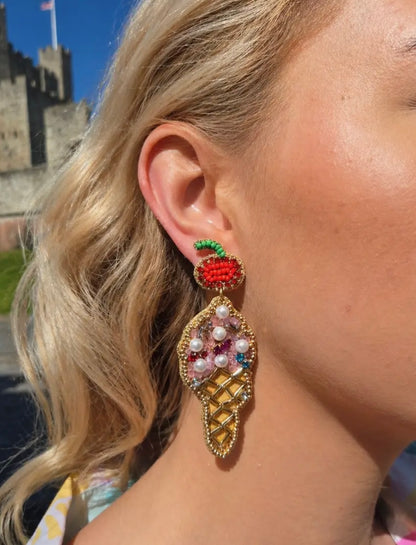 Beaded Ice Cream Earrings