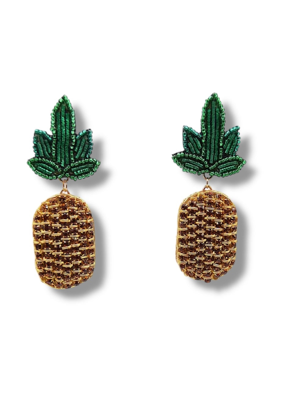 Beaded Crystal Pineapple Earrings