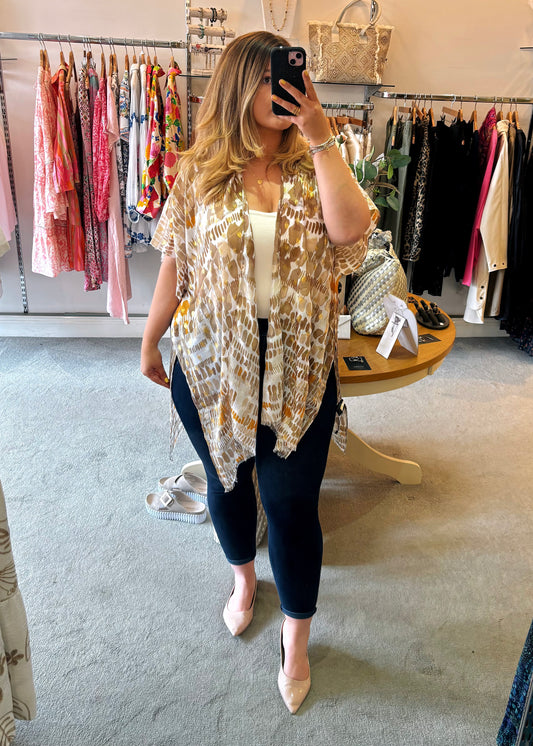 Beige & Gold Printed Cover-Up