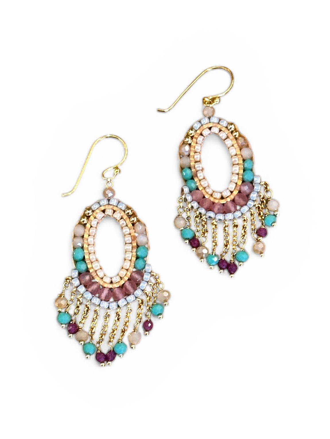 Handcrafted Gemstone & Crystal Earrings – 18K Gold-Plated 925 Silver Hooks In Multi