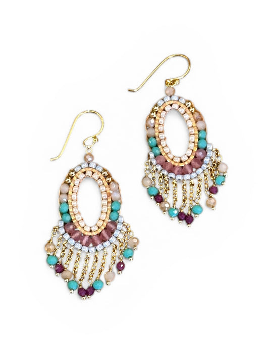 Handcrafted Gemstone & Crystal Earrings – 18K Gold-Plated 925 Silver Hooks In Multi