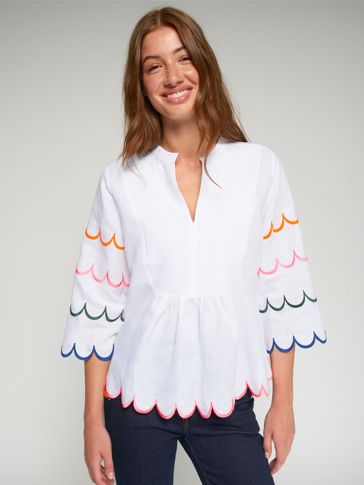 Vilagallo WHITE SHIRT WITH MULTICOLORED RIBBON