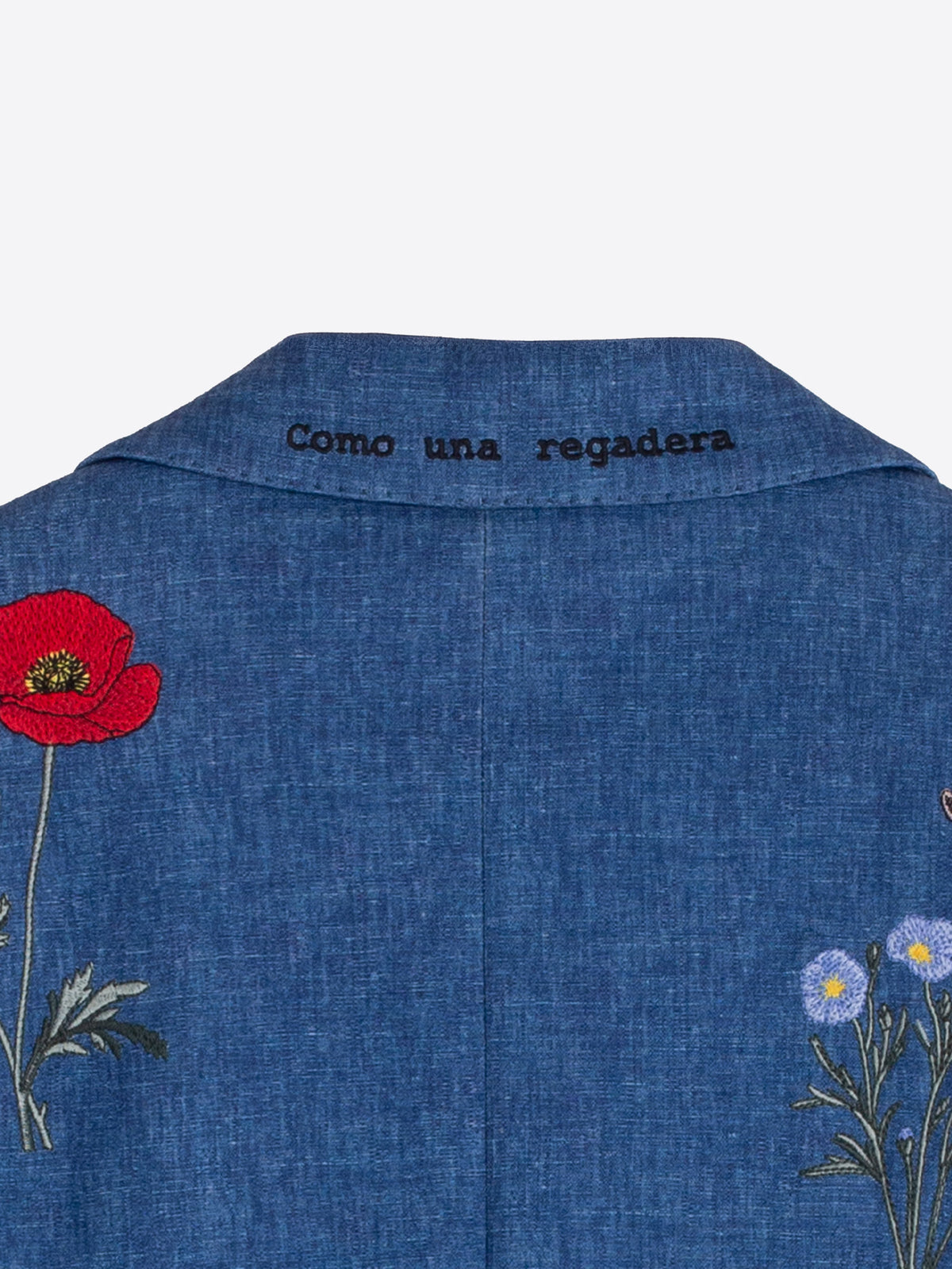 Vilagallo Blue Jacket With Embroidered Flowers