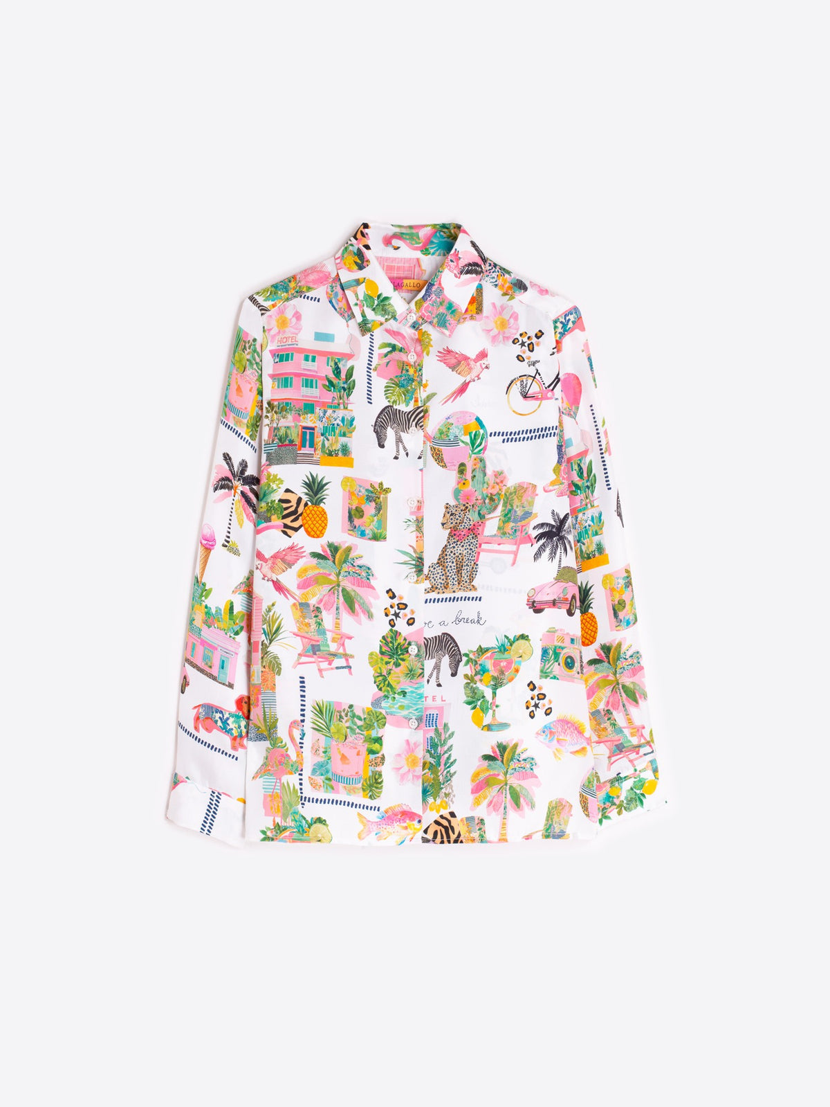 Vilagallo California Print Silk Shirt