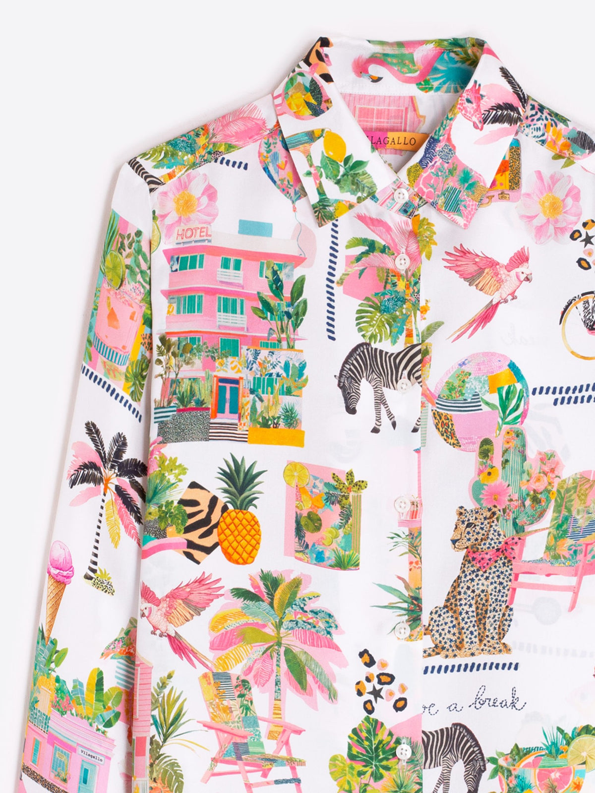 Vilagallo California Print Silk Shirt