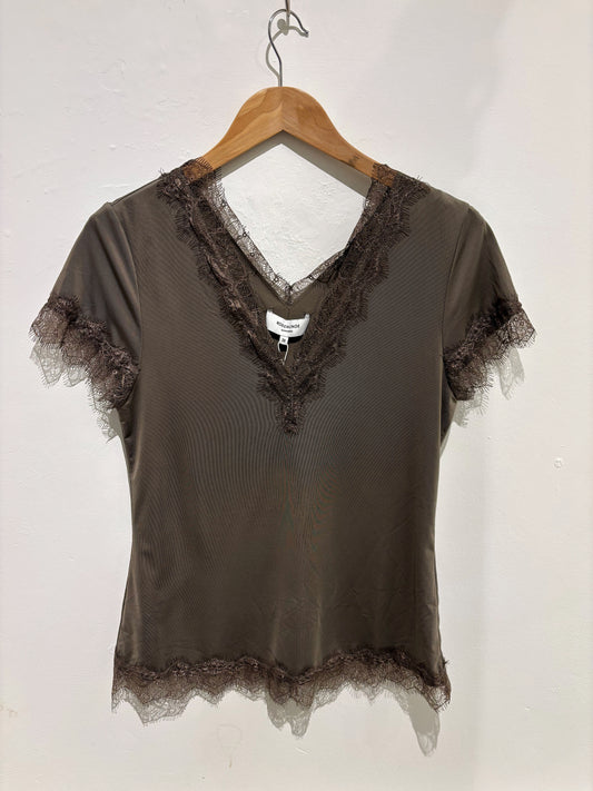 Rosemunde Billie T-Shirt With Lace In Falcon