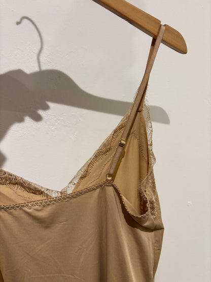 Rosemunde Strap Top With Lace In Sand Dune