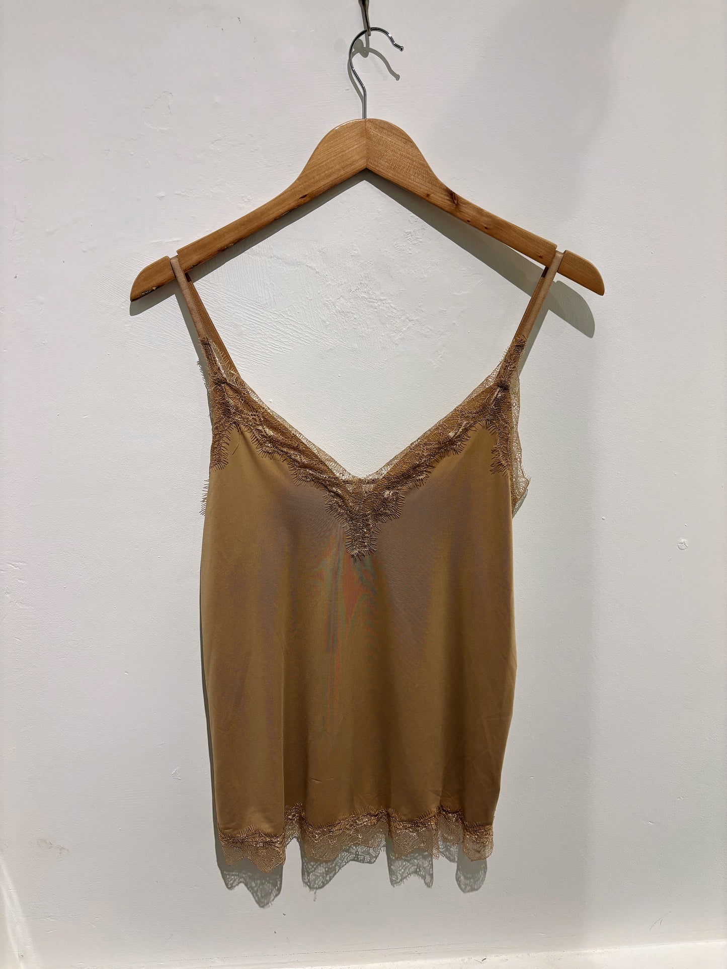 Rosemunde Strap Top With Lace In Sand Dune
