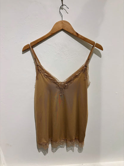 Rosemunde Strap Top With Lace In Sand Dune