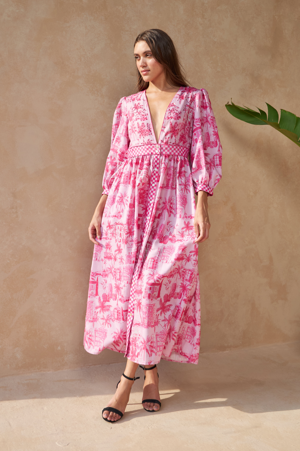 Inoa Fucsia Saigon Dress With Crystals