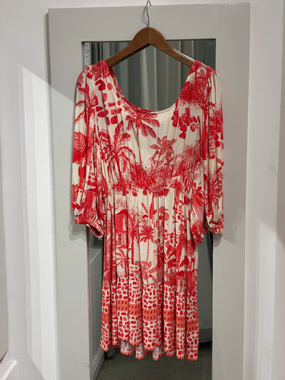 INOA Red Print Dress With Embellishment