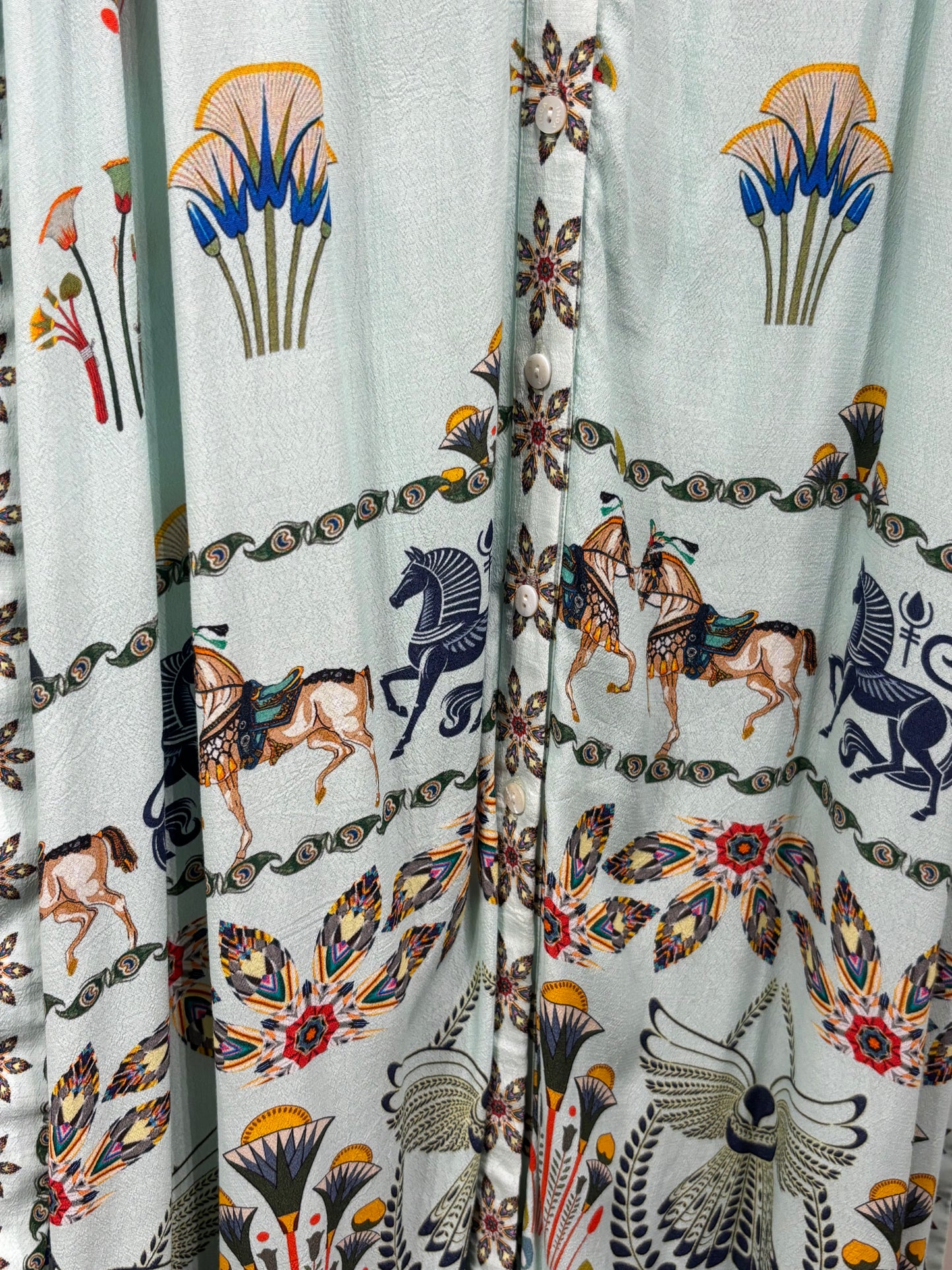 INOA Mix Silk Pistacia Pina Dress With Belt