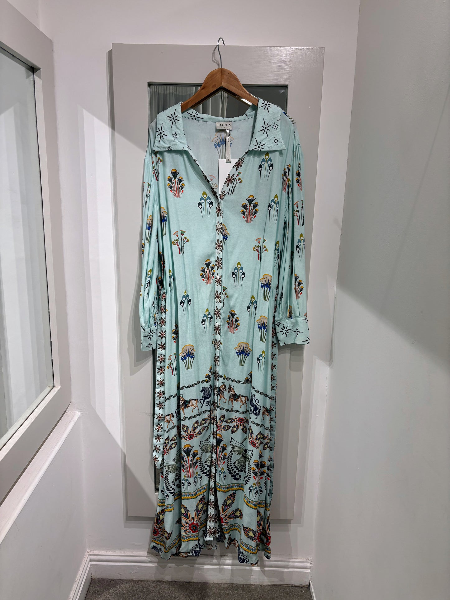 INOA Mix Silk Pistacia Pina Dress With Belt