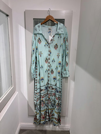 INOA Mix Silk Pistacia Pina Dress With Belt