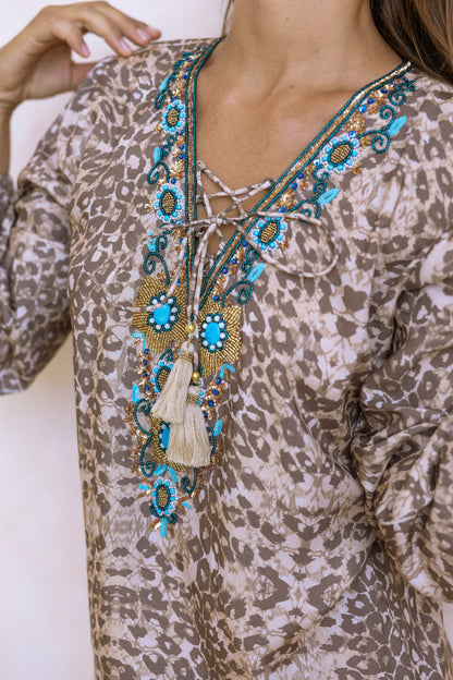 Sophia Alexia Leopard Sands Maldives Printed Kaftan