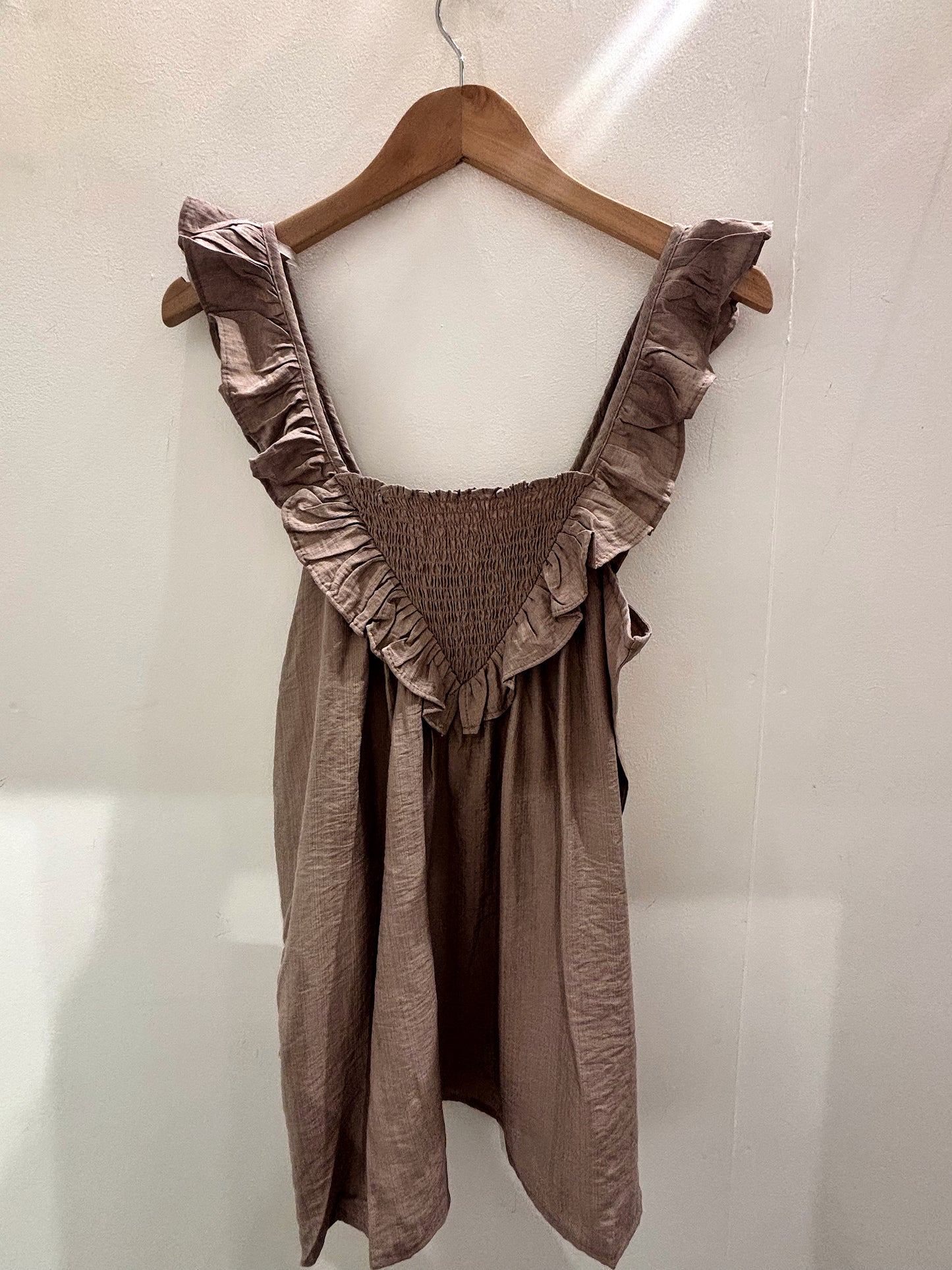 Frill Strap Cami Top In Taupe