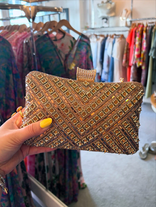 Gold Sparke Embellished Evening Bag