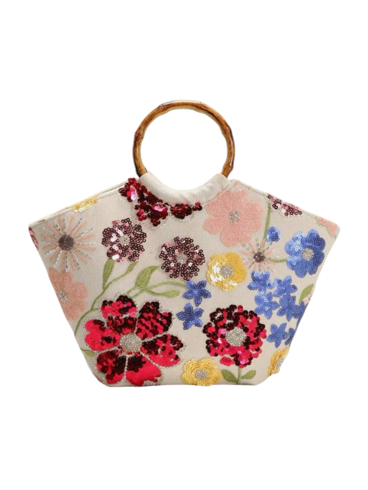 Multicoloured Sequin Floral Tote Beach Bag