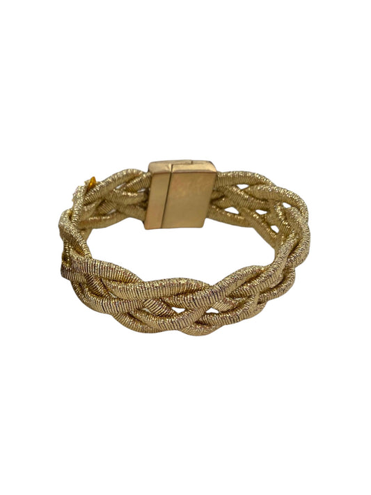 Gold Weaved Fabric Bracelet With Magnetic Fasten