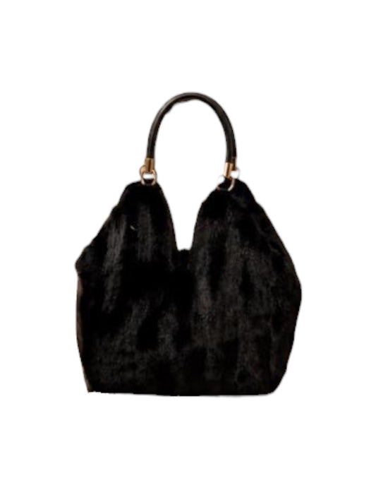 Malissa J Faux Fur Bucket Bag In Black