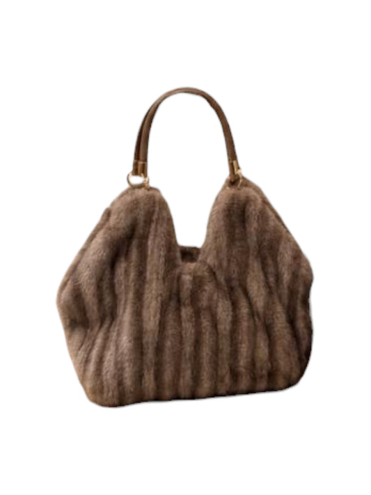 Malissa J Faux Fur Bucket Bag In Brown