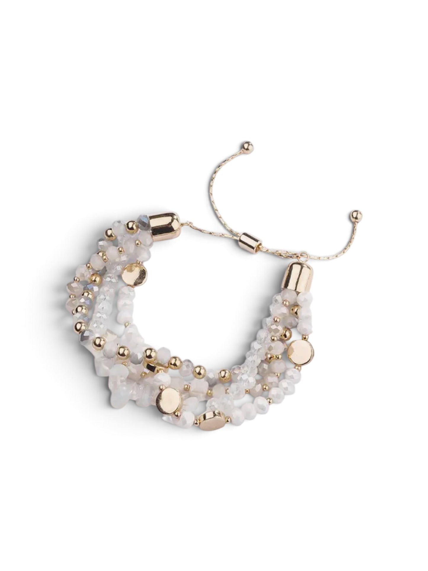 Multi Beaded Bracelet With Gold Accents In Ivory