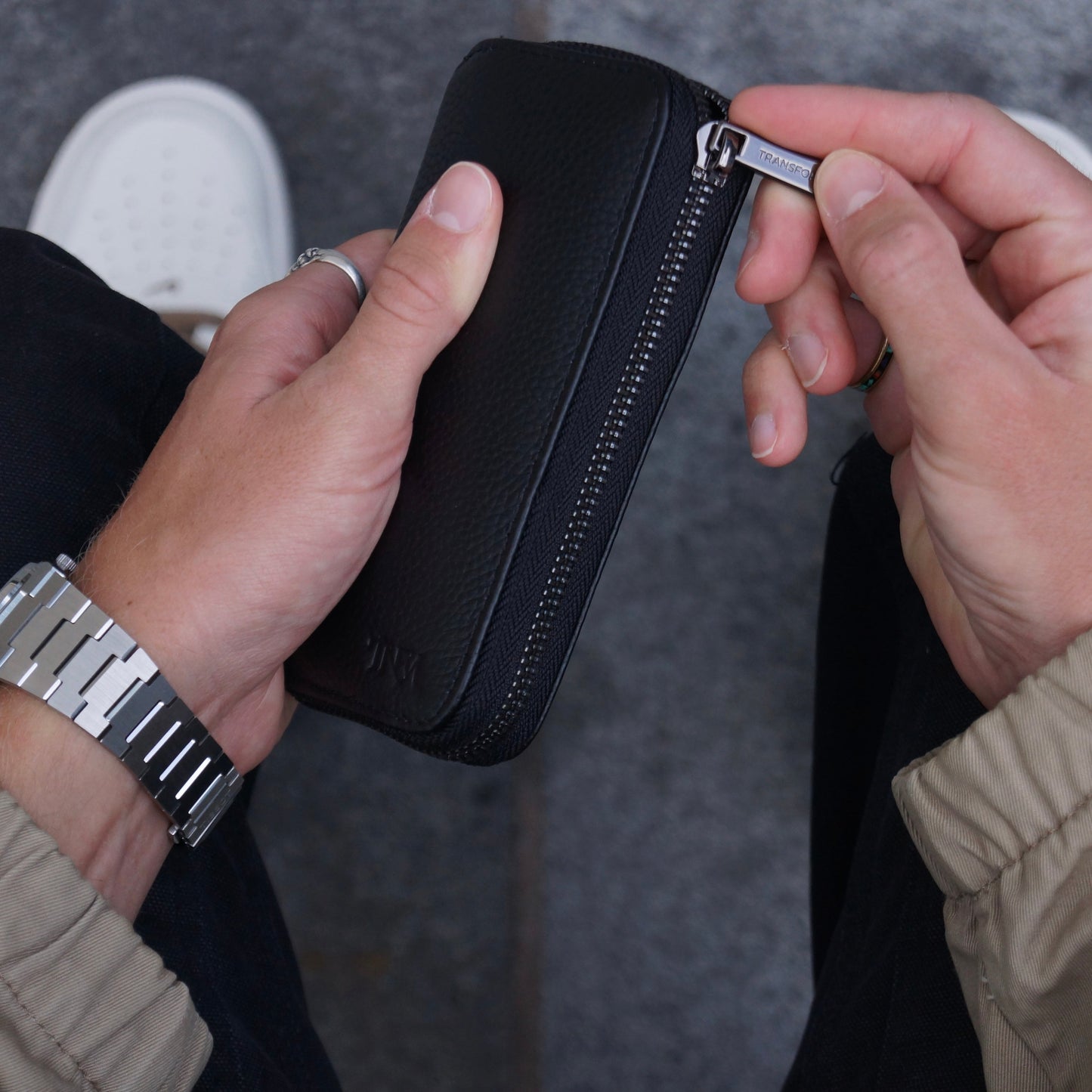 Leather Jewellery Case In Black