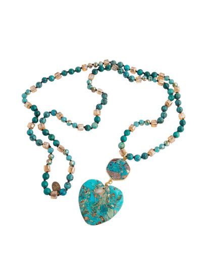Wild Spirit Turquoise Bead Heart Necklace