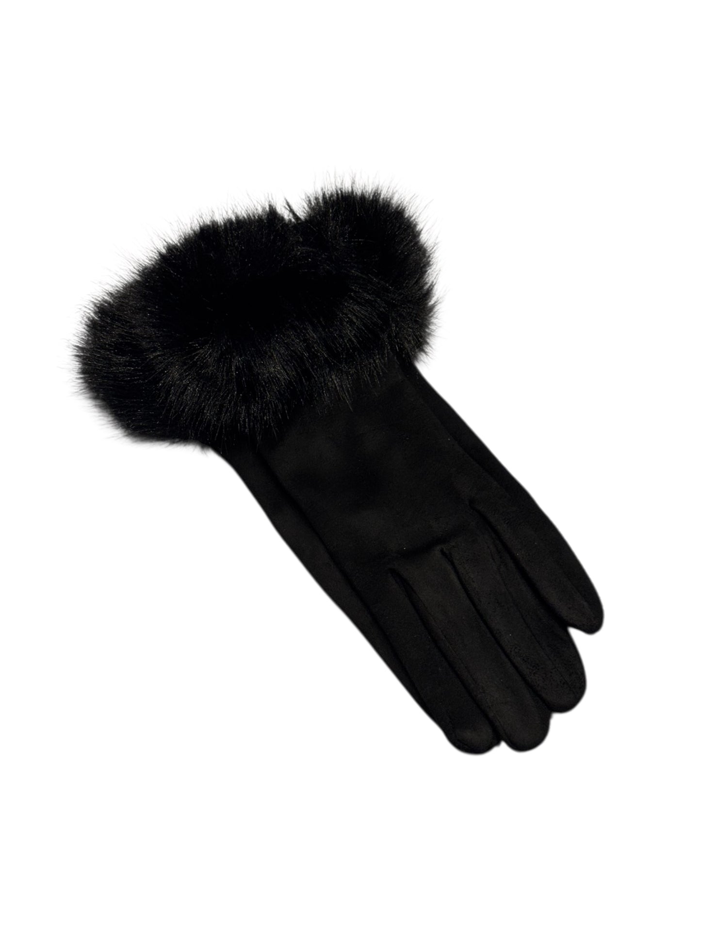 Faux Fur Gloves In Black