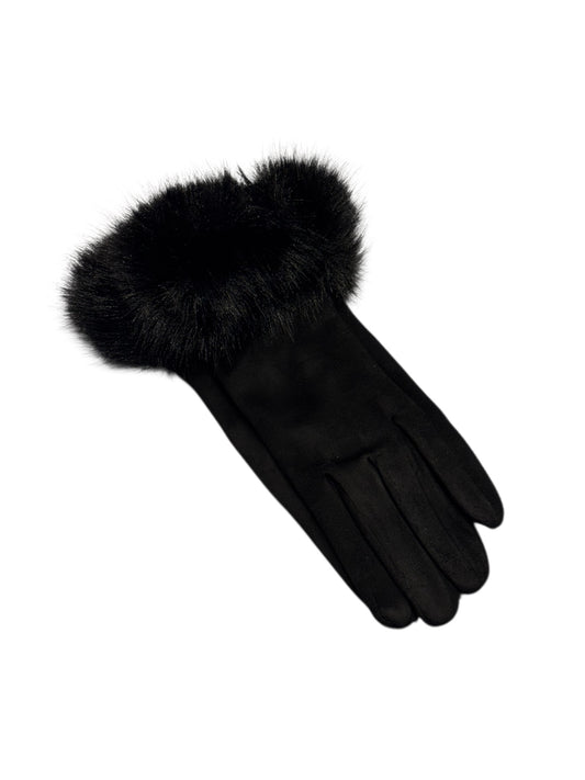 Faux Fur Gloves In Black