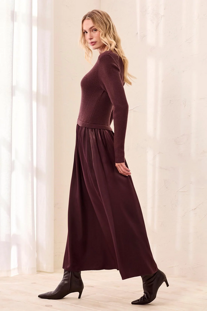 TRIBAL Brown Jumper Mixed Maxi Dress