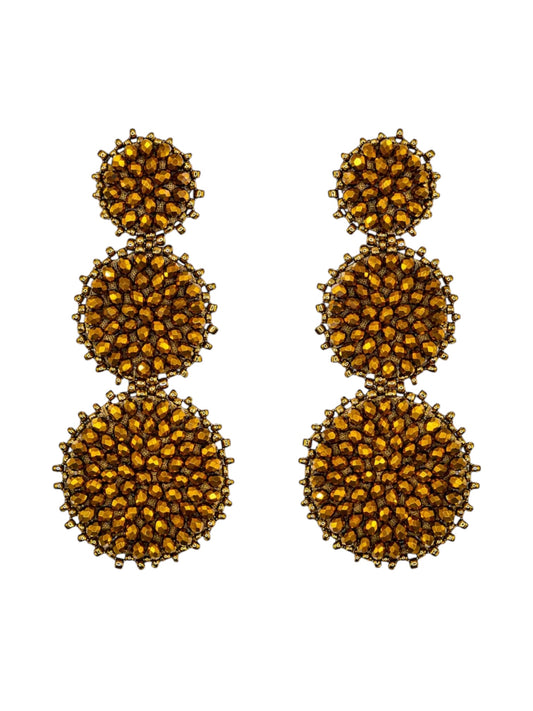 Bronze Triple Circle Drop Earrings