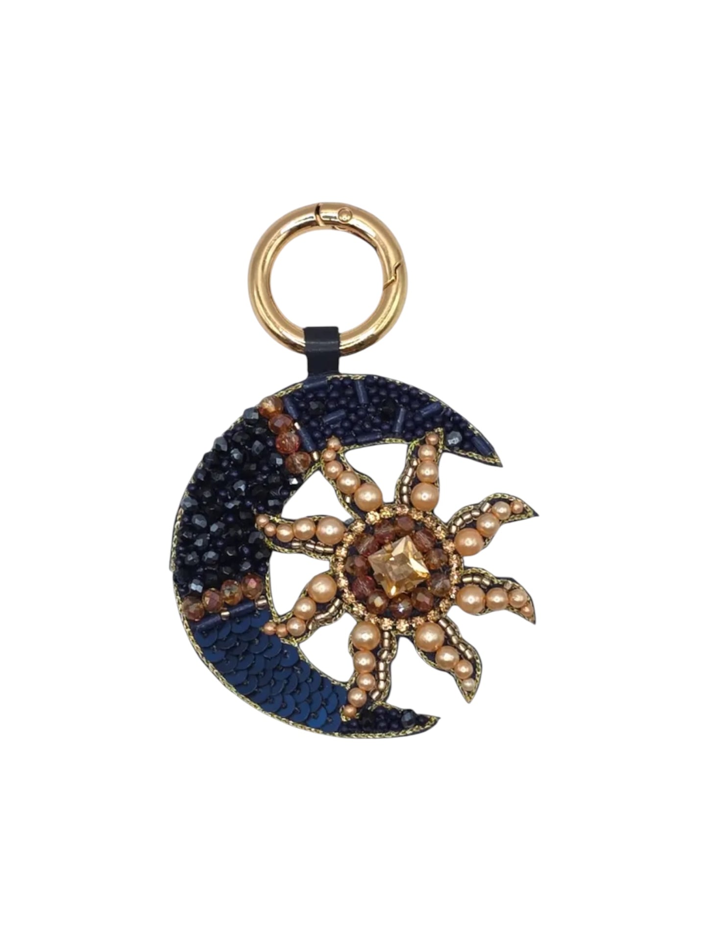 Navy & Gold Moon & Sun Keyring