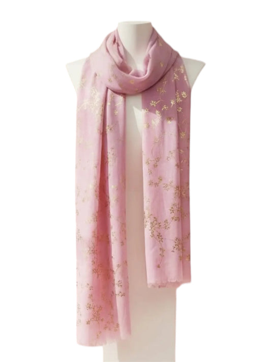 Flower Shimmer Scarf In Pink