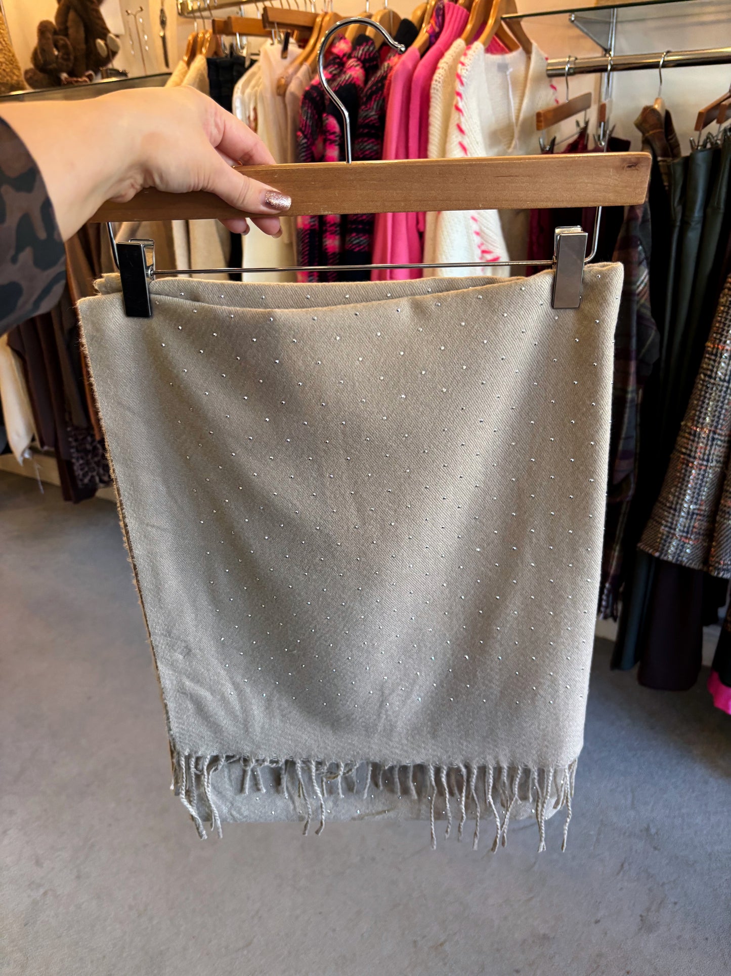 Super Soft Sparkly Scarf In Taupe
