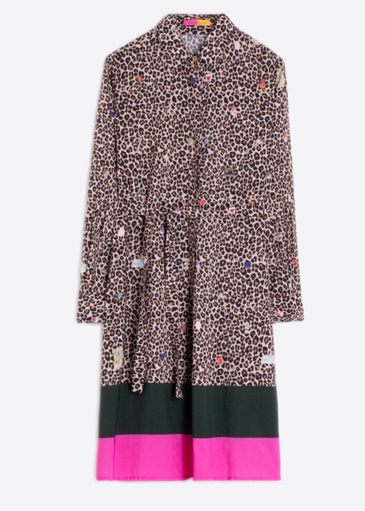 Vilagallo Leopard Print Shirt Dress With Optional Belt