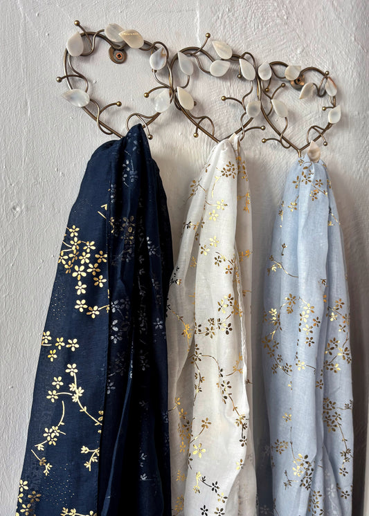 Flower Shimmer Scarf In Navy