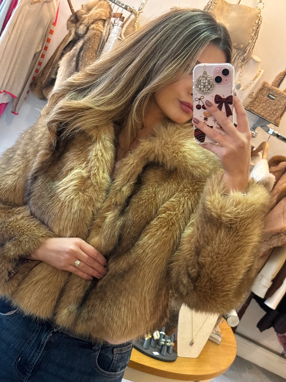 Hale Bob Faux Fur Cropped Jacket