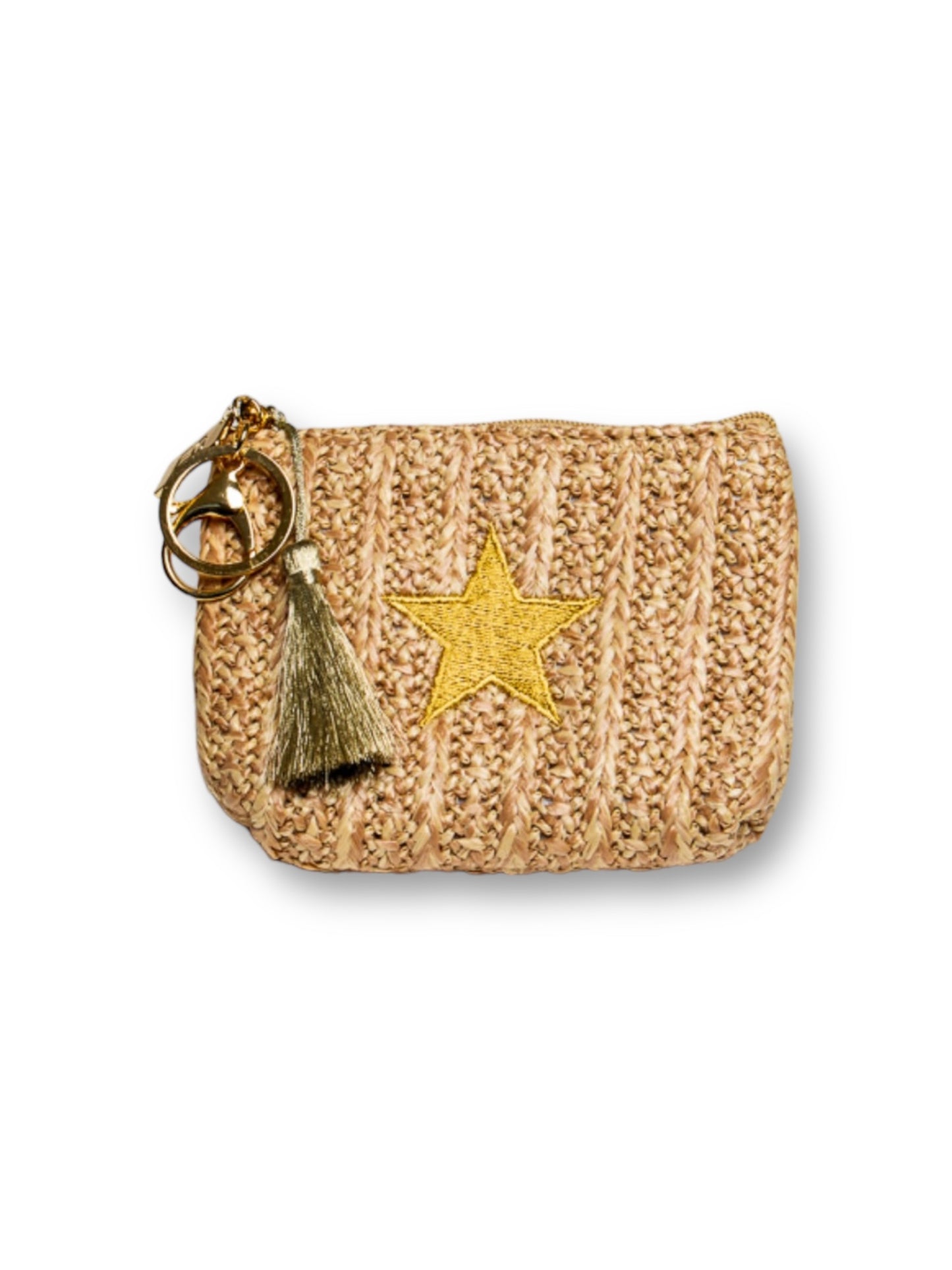 Gold Star Embroidered Rafia Purse
