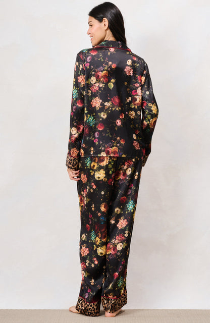 Hope & Ivy Floral & Leopard Print Satin Pj Set