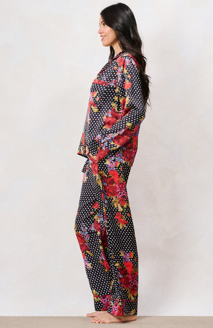 Hope & Ivy Floral & Polka Dot Print Satin Pj Set