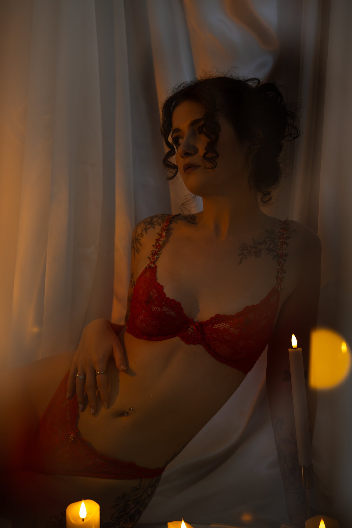 Scarlett Red Flower Strap Underwired Lingerie Set