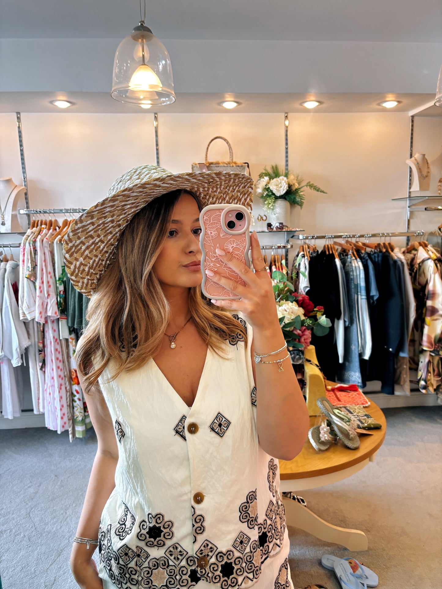 Malissa J Sun Hat With Woven/ Metallic
