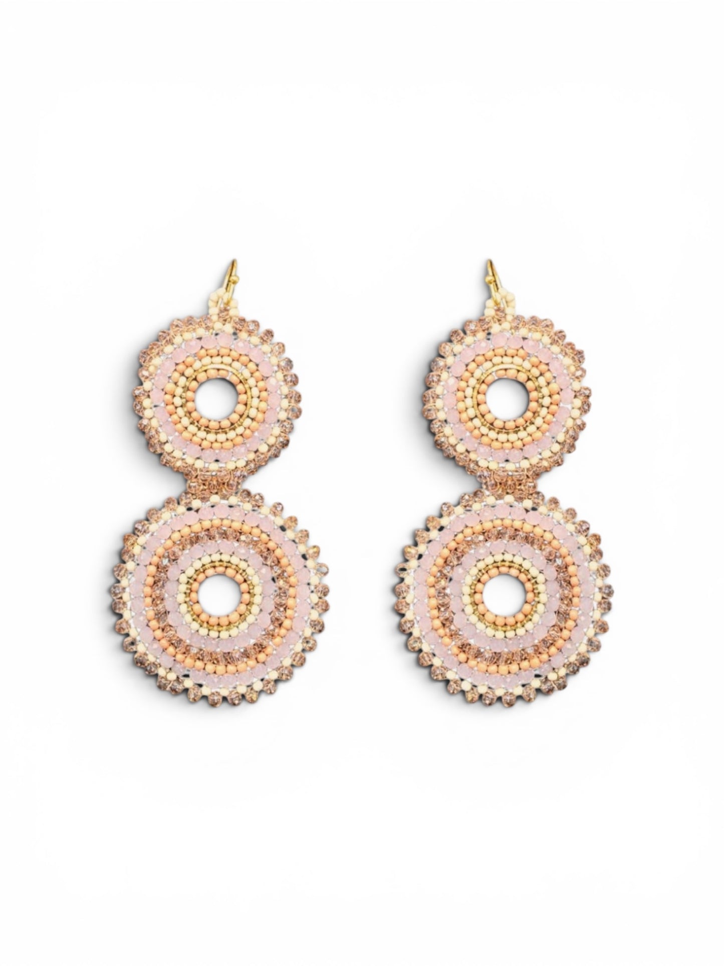 Pink Ombré Double Beaded Circle Earrings