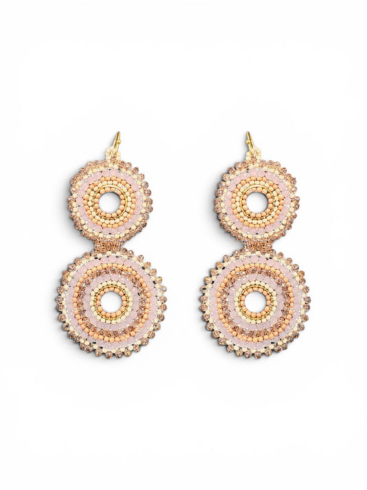 Pink Ombré Double Beaded Circle Earrings