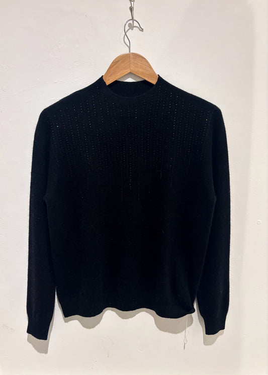 Merino Wool Embellished Jumper In Black