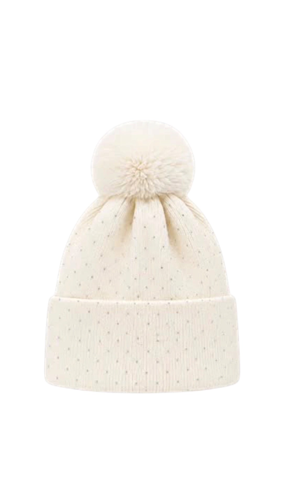 Fur Lined Sparkle Bobble Hat In Cream